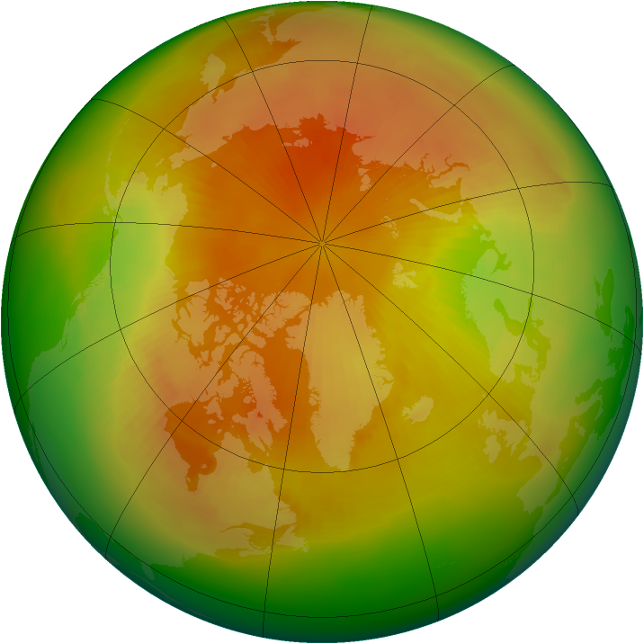 Arctic ozone map for April 1989